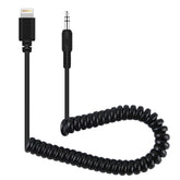 Cable adaptador de audio para micrófono en vivo PULUZ de 3,5 mm TRRS macho a 8 pines macho, cable en espiral con resorte para iPhone, cable que se estira hasta 100 cm, 3,5 mm macho a 8 pines